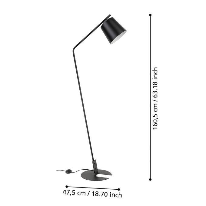 EGLO Oneda Vloerlamp - E27 - 160,5 cm - Zwart/Wit