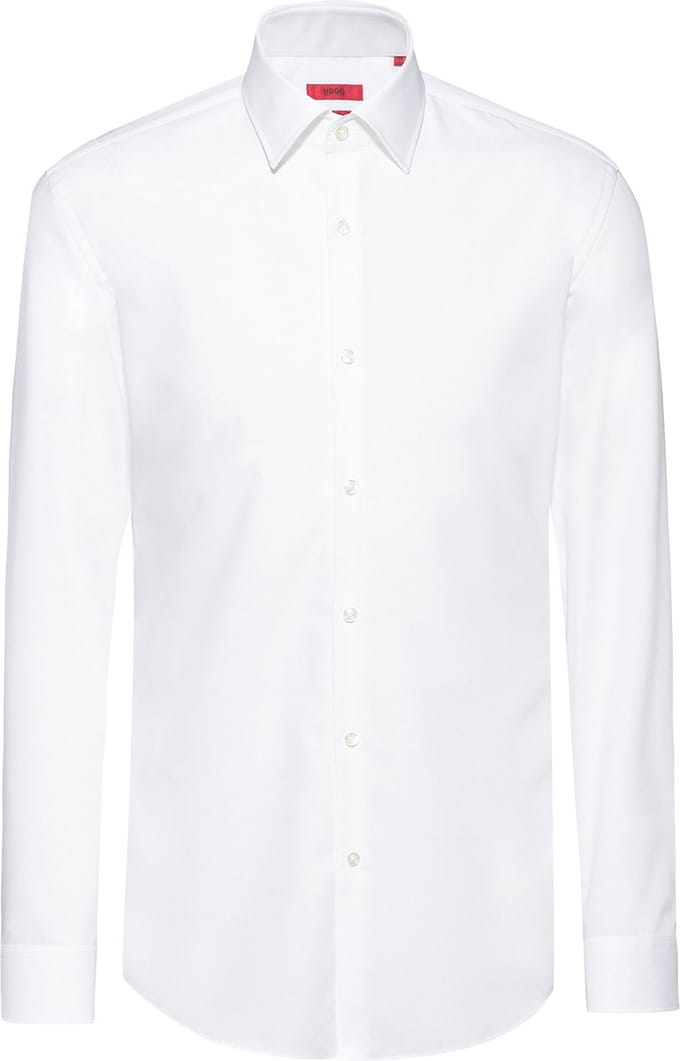 HUGO Kenno slim fit overhemd - popeline - wit - Strijkvriendelijk - Boordmaat: 40