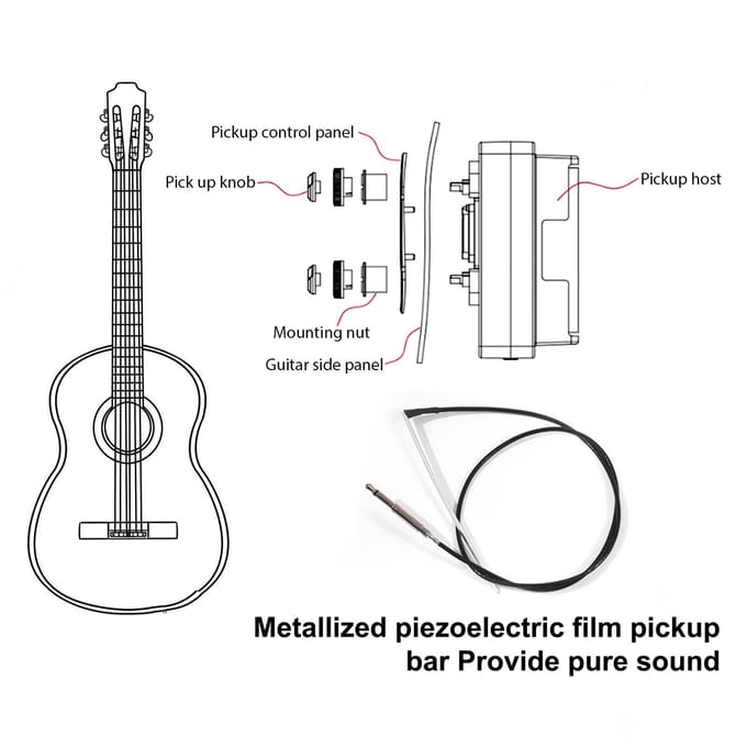 Gitaar Pickups 3 DSP Effecten Audio Vibratie Geluid Pickups met dezelfde Frequentie en Vibratie zwart