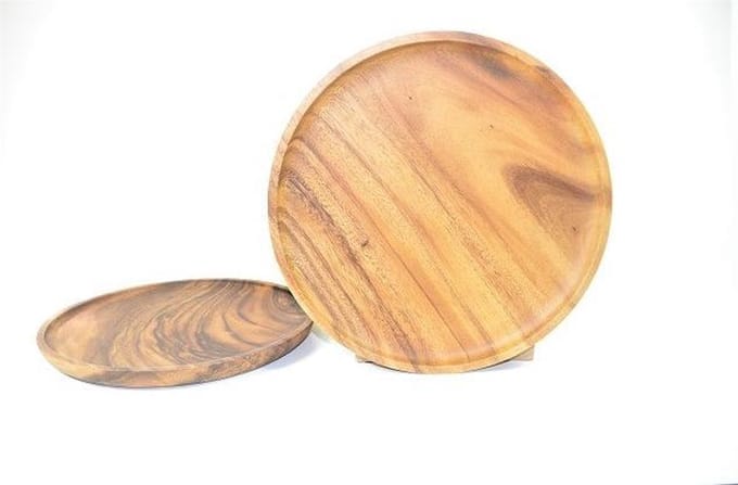 houten dinerbord - set van 2 - fairtrade uit de Filipijnen - 30 cm