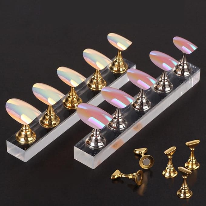 Nagel Oefenstandaard Basis Display Houder Nail Art Presentatie Rek Manicure Tool zilver