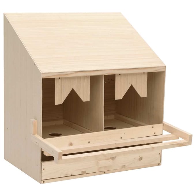 vidaXL Kippenlegkast 2 compartimenten 63x40x65 cm massief grenenhout