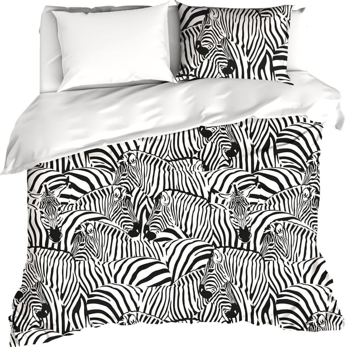 De Witte Lietaer Dekbedovertrek Zebra Eggshell - Tweepersoons - 200 x 200/220 cm - Katoen Satijn