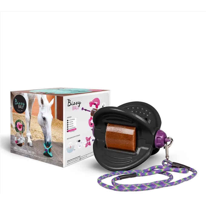 Bizzy Lick Bal - Liksteenhouder - Paardenspeelgoed - Zwart