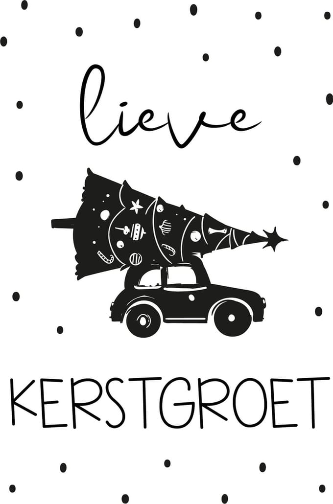 Kerstkaarten 10 stuks - LIEVE KERSTGROET - A6 - zwart wit - Studio Juulz