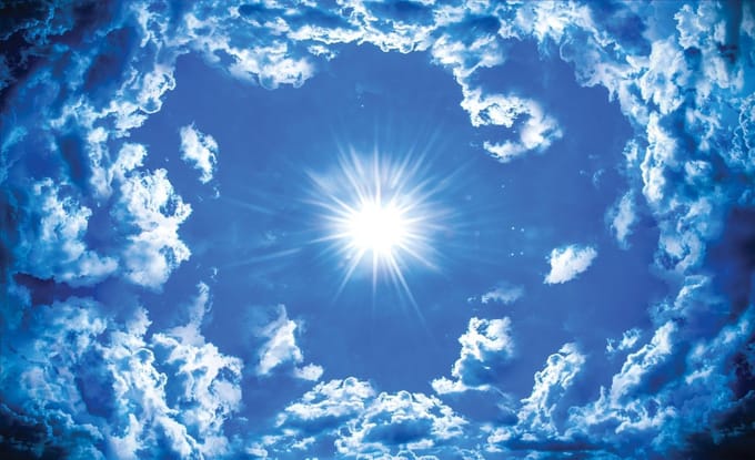 Clouds modern blue wallcovering