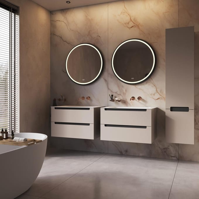 HIPP Design Phantom Ronde LED spiegel - Zwart Frame - 60 cm - Directe LED Rondom - Spiegelverwarming - Kleurenwissel - Touch Dimmer