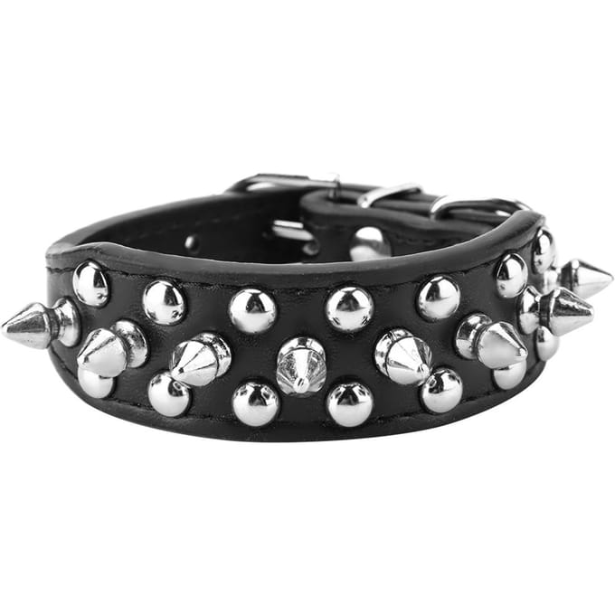 Halsband voor huisdieren Knappe PU Leer Veilig Comfortabel Spijkerhalsband voor honden black