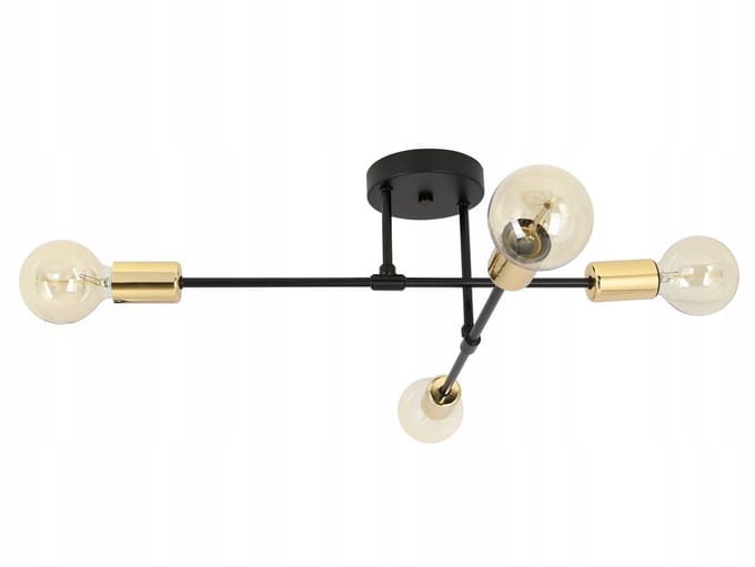 Moderne Loft Hanglamp Zwart Goud - 4xE27
