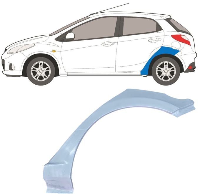 Reparatiepaneel achterspatbord voor Mazda 2 2007-2014 / Links