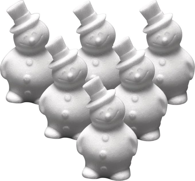 Rayher Hobby Hobby sneeuwpop - 6x stuks - piepschuim - 17 cm - styropor - 3D - sneeuwman figuur