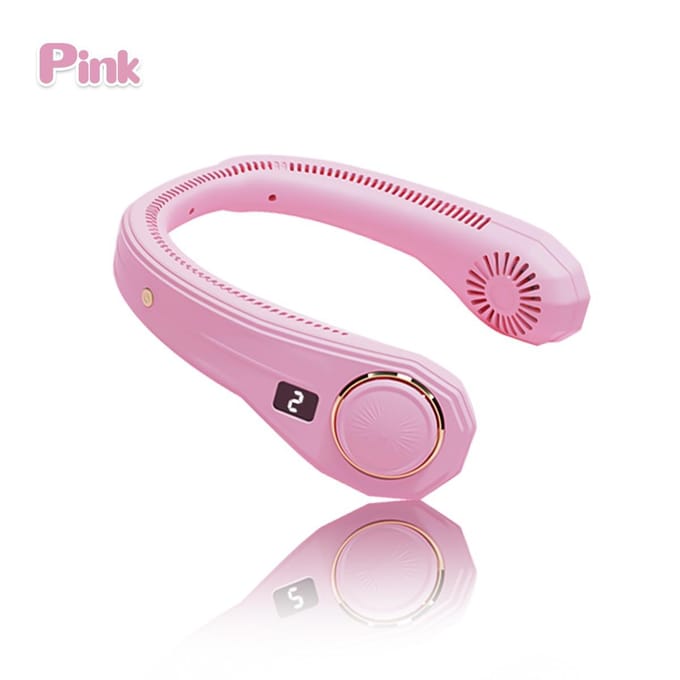 3 versnellingen hangende dubbele koeling nekventilator Mini USB draagbare oplaadbare stille ventilator voor reizen buiten binnen nekventilator roze