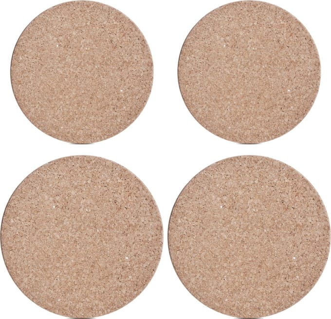 Set van 4x pannenonderzetters kurk rond 20 en 26 cm - Van beide formaten 2x stuks