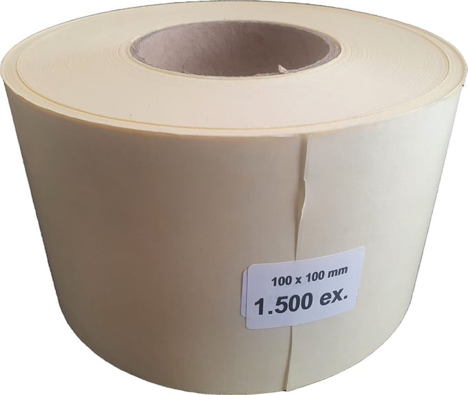 Blanco etiketten op rol - 100 x 100 mm rechthoek - mat wit papier