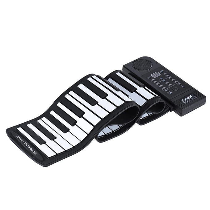 Draagbare Siliconen 61 Toetsen Oprol Piano Elektronisch MIDI Keyboard met Ingebouwde Luidspreker EU Plug
