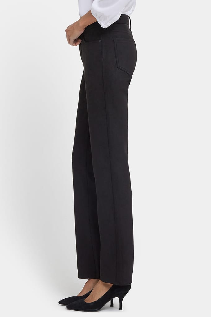 Marilyn Rechte Broek in Stretch Faux Suède | Zwart
