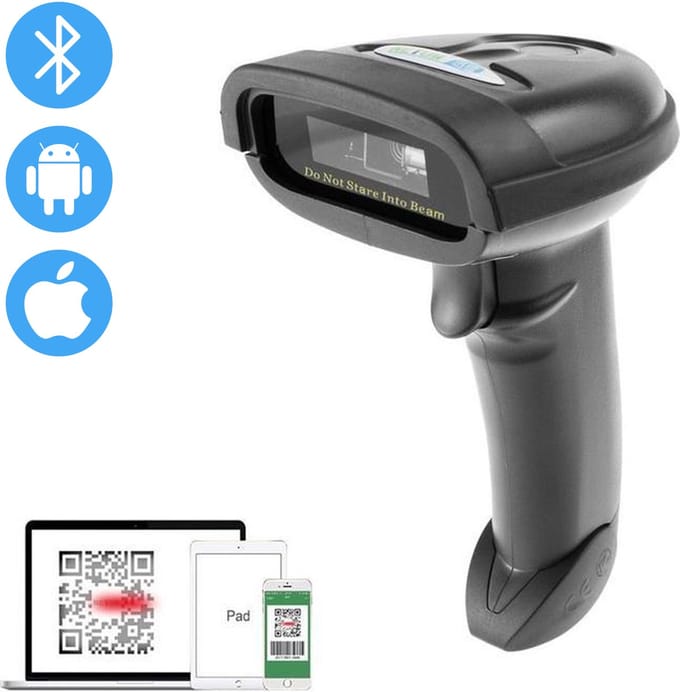 Draadloos/USB barcode scanner 1D/2D/QR Laser Plug&Play