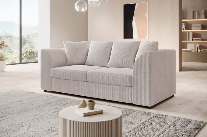 Meubella - Bankstel Alfort 3 - Beige - Ribstof