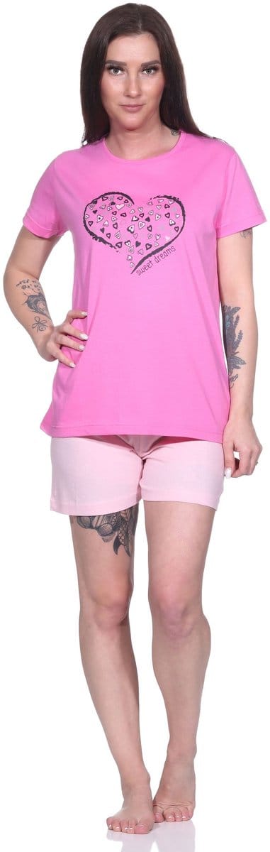 Dames capri pyjama, 3/4 capri pyjama met hartjespatroon