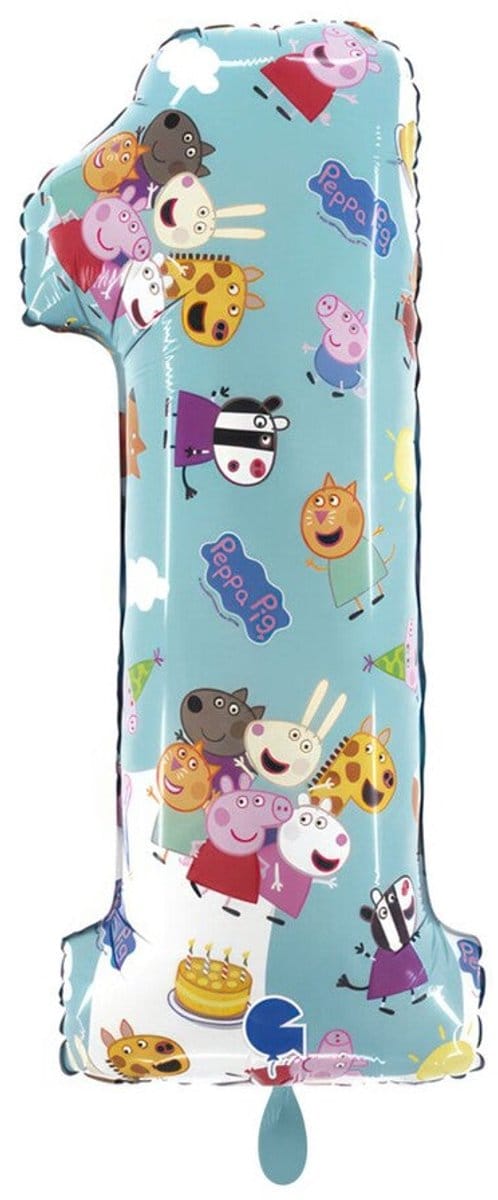 Ballon en Aluminium Chiffre 1, Peppa Pig, 66 Cm Grabo
