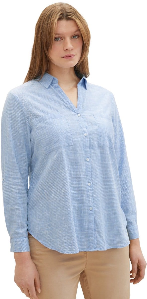 Tom Tailor - Plus Size - Blouse met borstzakjes - Maat 52 - dreamy blue