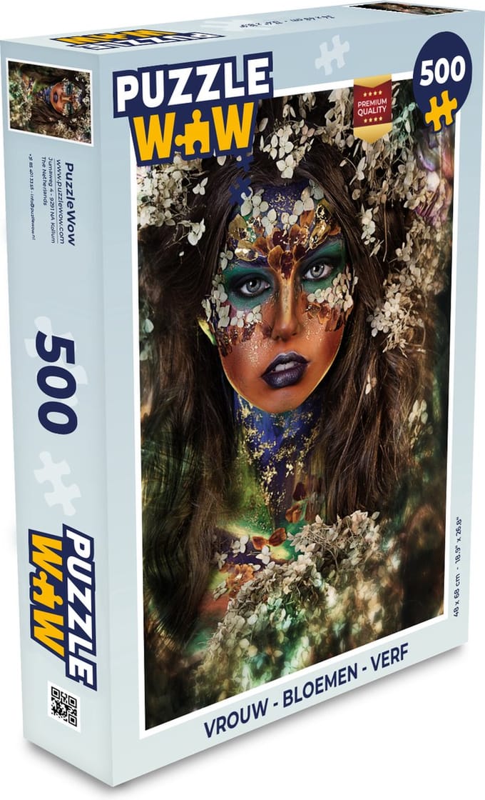 Puzzel Vrouw - Bloemen - Verf - Legpuzzel - Puzzel 500 stukjes
