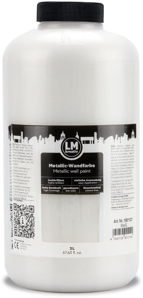 LM-Kreativ – Metallic wandverf – Wit – 2 l – Glans