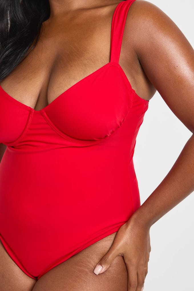 boohoo Dames Plus Balkonny Bh Badpak | Rood | Maat: 50