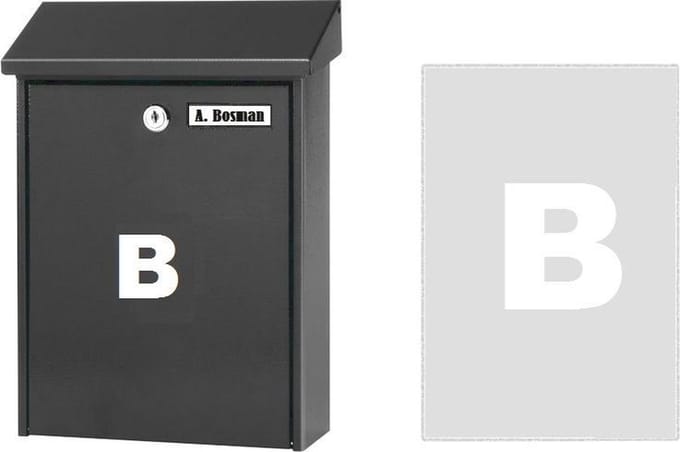 Huisnummer sticker B WIT (6cm hoog) / plakcijfer / cijfersticker