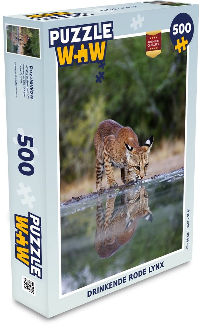 Puzzel Lynx - Dier - Water - Drinken - Legpuzzel - Puzzel 500 stukjes