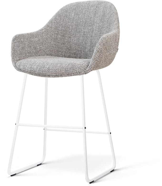 Nolon Nino-Mae Barkruk Grijs Blend - Wit Onderstel - 65 Cm - Barstoel - Armleuning - Comfortabel