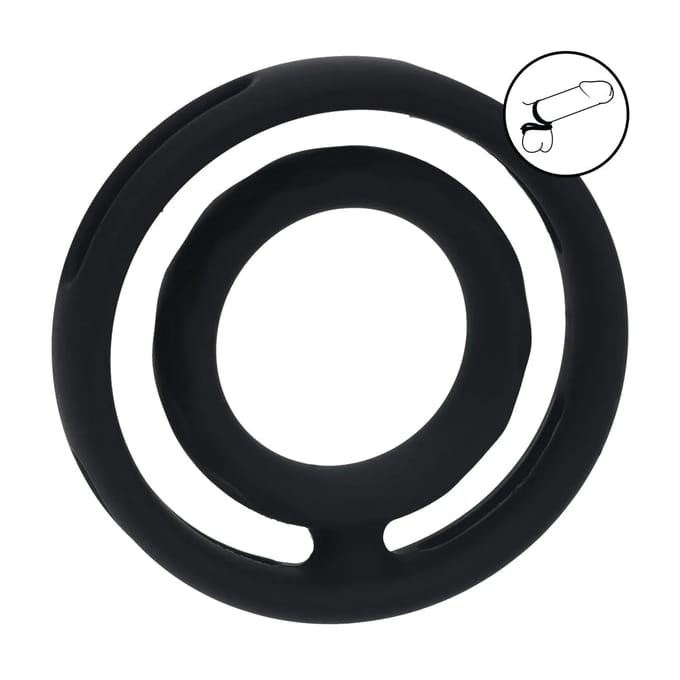 Classic Grooved Silicone Cock and Ball Ring - Black