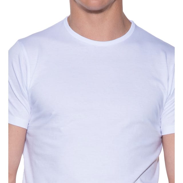 Slater 7500 - BASIC FIT 2-pack T-shirt ronde hals korte mouw wit M 100% katoen