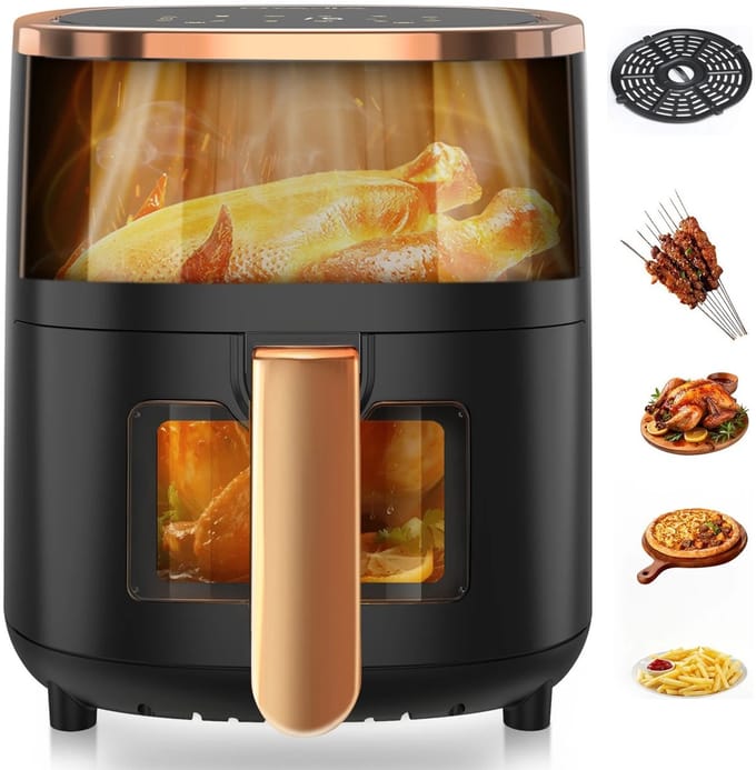 Cventrix Airfryer - Heteluchtpan - Multifunctionele Airfryer - 6L – 1800W Luchtfriteuse met Kijkvenster – Digitaal & Timerfunctie