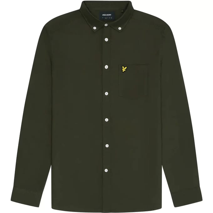 Lyle & Scott Shirt Plain Oxford Olive - Maat M - Heren - Overhemden Casual