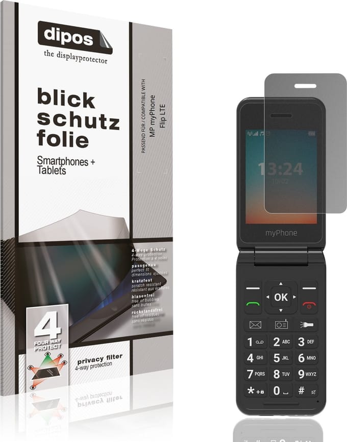 dipos – Matte Privacy Screenprotector geschikt voor MP myPhone Flip LTE | Anti-Spy Beschermfolie