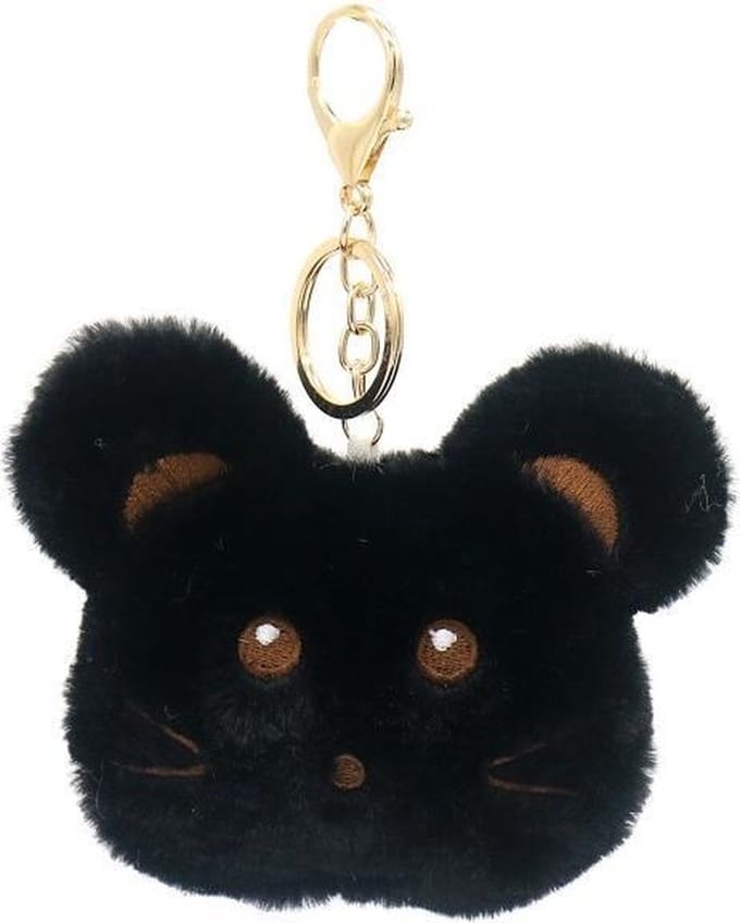 Sleutelhanger Fluffy Muis - 10x8x3 cm - Zwart