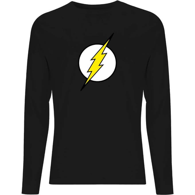 Justice League Flash Logo Men's Long Sleeve T-Shirt - Black - S