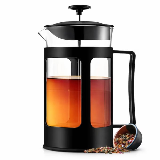 Glazen Thee en Koffiepers - 1 Liter - RVS Filter