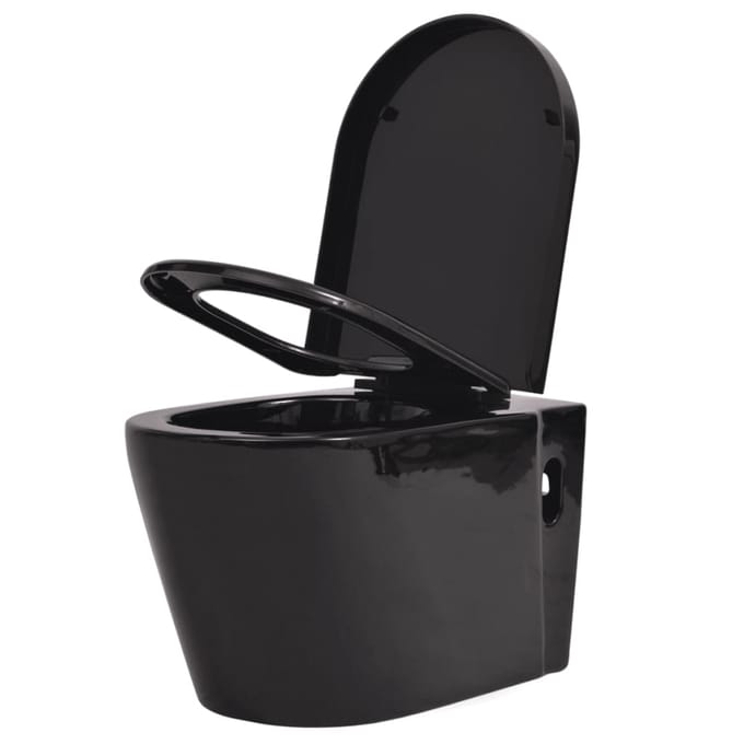 vidaXL - Hangend - toilet - keramiek - zwart