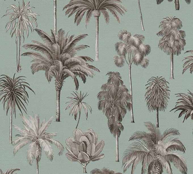 PALMBOMEN BEHANG | Botanisch - Bruin Grijs Saliegroen - A.S. Création Pintwalls III