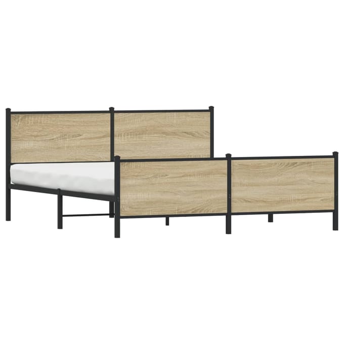 vidaXL - Bedframe - zonder - matras - metaal - sonoma - eikenkleurig - 183x213 - cm