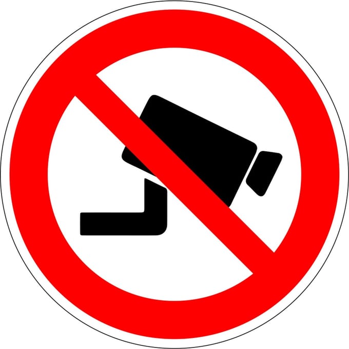 Verboden voor camerabewaking sticker 50 mm - 10 stuks per kaart