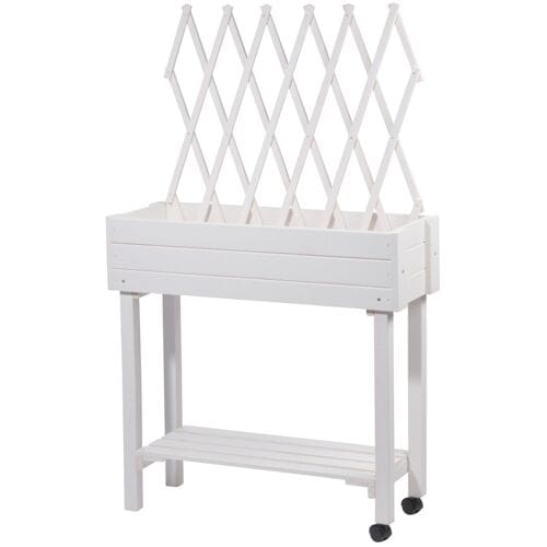 Moestuinbak moestuintafel oppottafel kweektafel plantentafel met trosondersteuning 79x28x130cm - wit