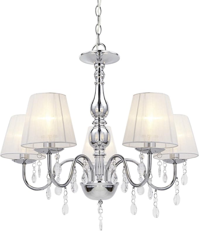 [lux.pro]® Kroonluchter 5 - armig - Isabelle - chroom, wit