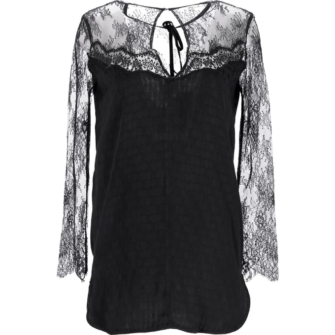 Sandro Paris blouse met kanten details in zwart polyester