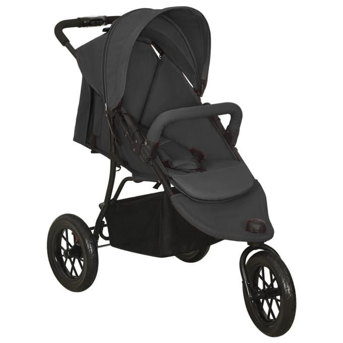 vidaXL - Kinderwagen - staal - antracietkleurig