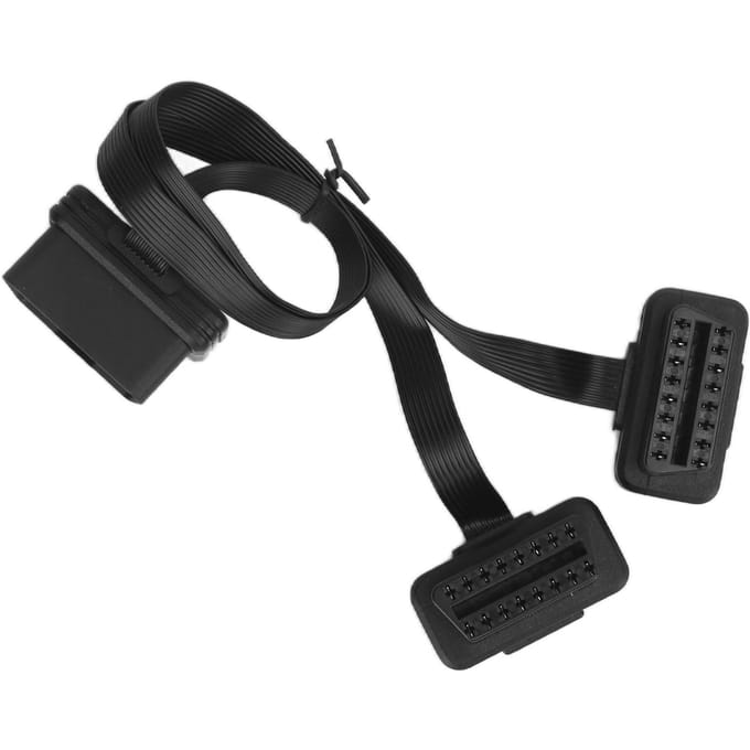 16-pins OBD2 Platte Verlengkabel 1 naar 2 Vrouwelijke Splitter Universeel Auto Auto Diagnostisch Hulpmiddel black