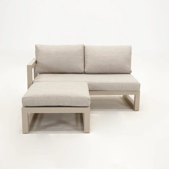 Vita Grosso 2-zits bank rechts + hocker beige