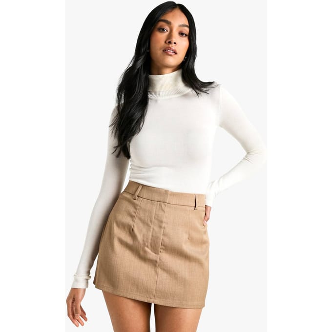 boohoo Dames Op maat gemaakte mini-rok | Camel | Maat: 36